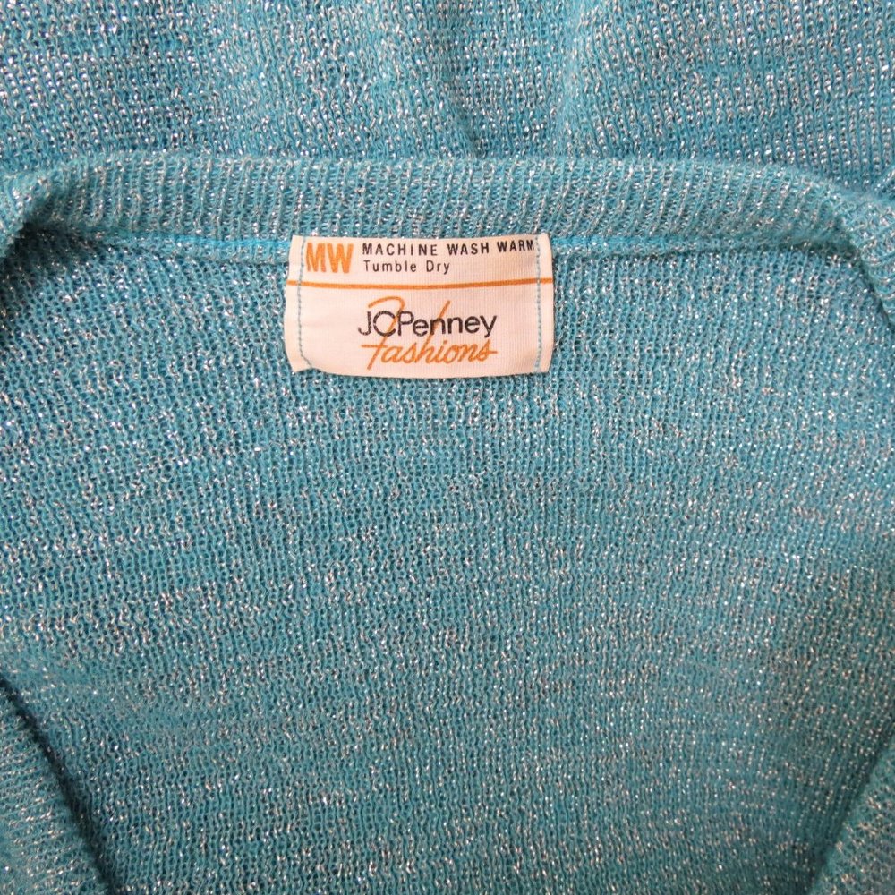 Vintage JCPenny Baby Blue Disco Shirt S - Picture 3 of 3